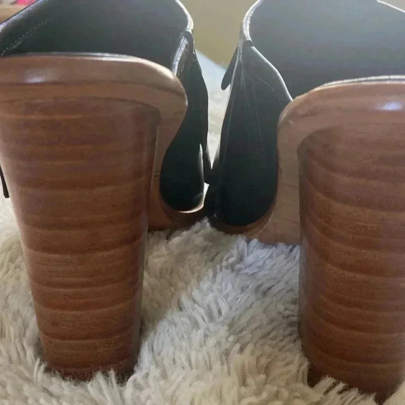 Tibi Black Peep Toe Leather Mule High Heel Sandals - Women’s size 38 us size 8 - Picture 5 of 7